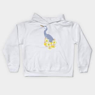 crane with wild flowers Kids Hoodie